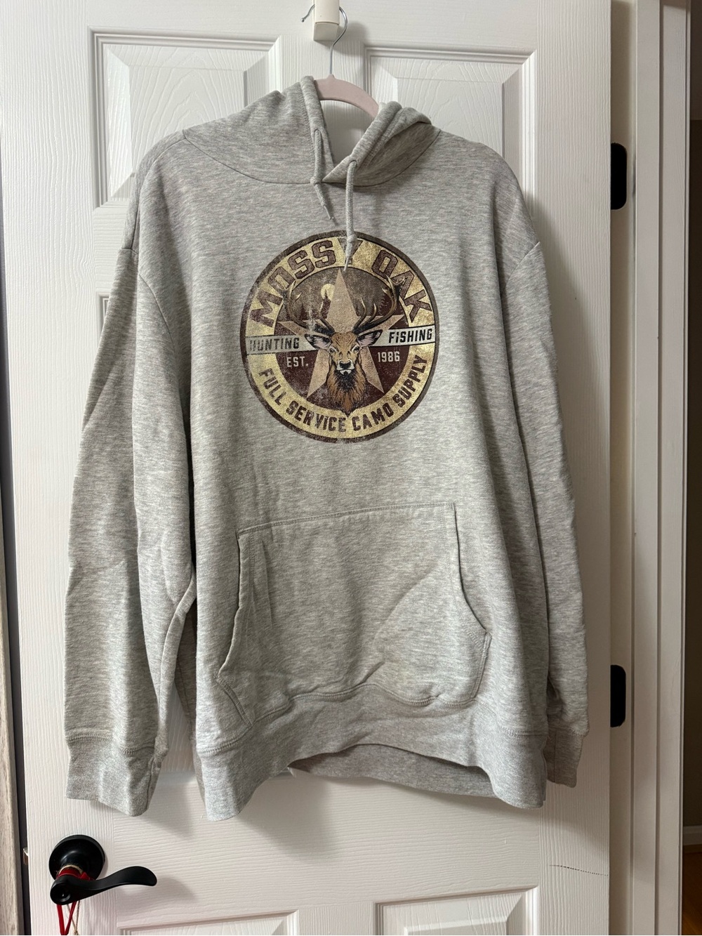 Mossy Oak Light Gray Men's Logo Pullover Hoodie